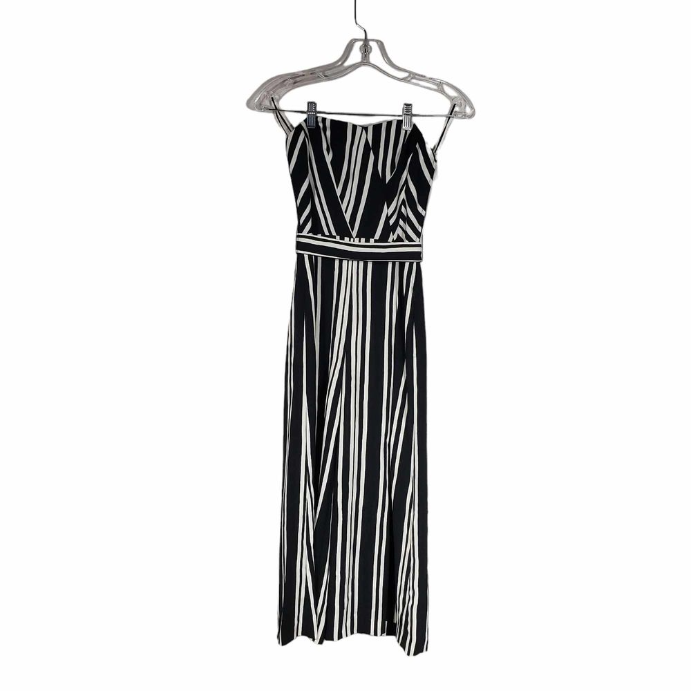 H&M size 4 Black White Striped Strapless Halter Bandeau Jumpsuit AS IS